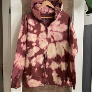 Heavyweight Hoodie Rust colour with Tie Dye pattern.